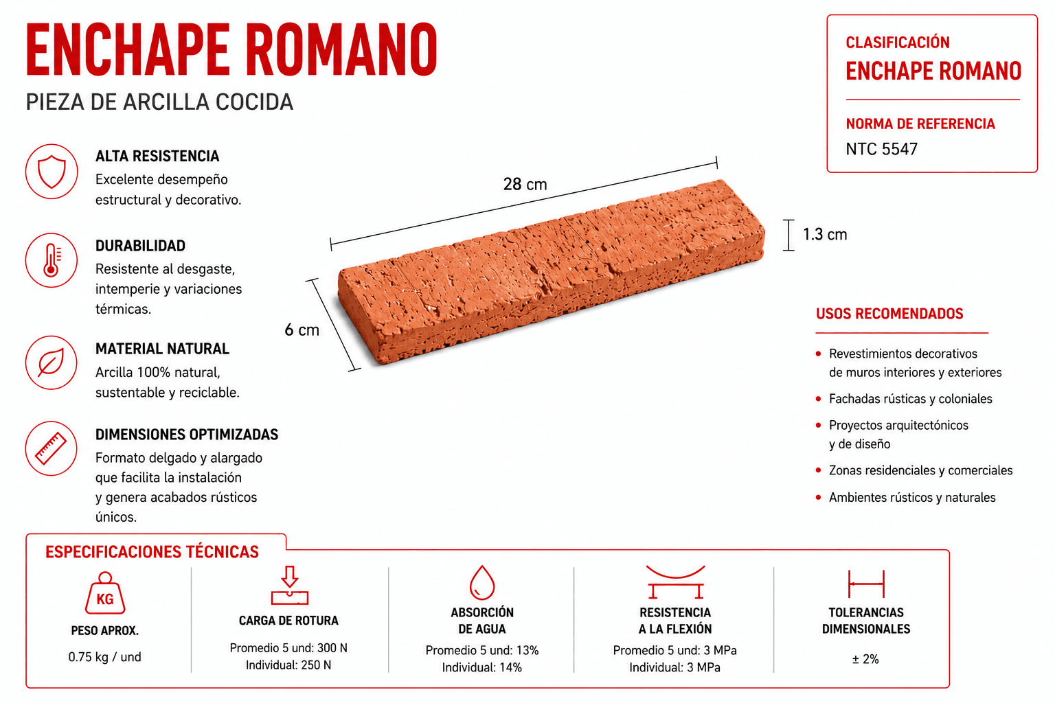 Enchape Romano — Natural — enchape romano ficha