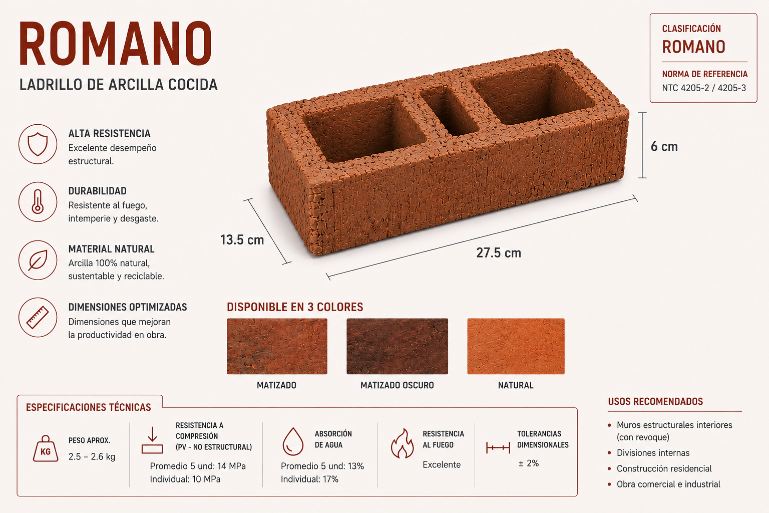 Ladrillo Romano — Natural — romano ficha